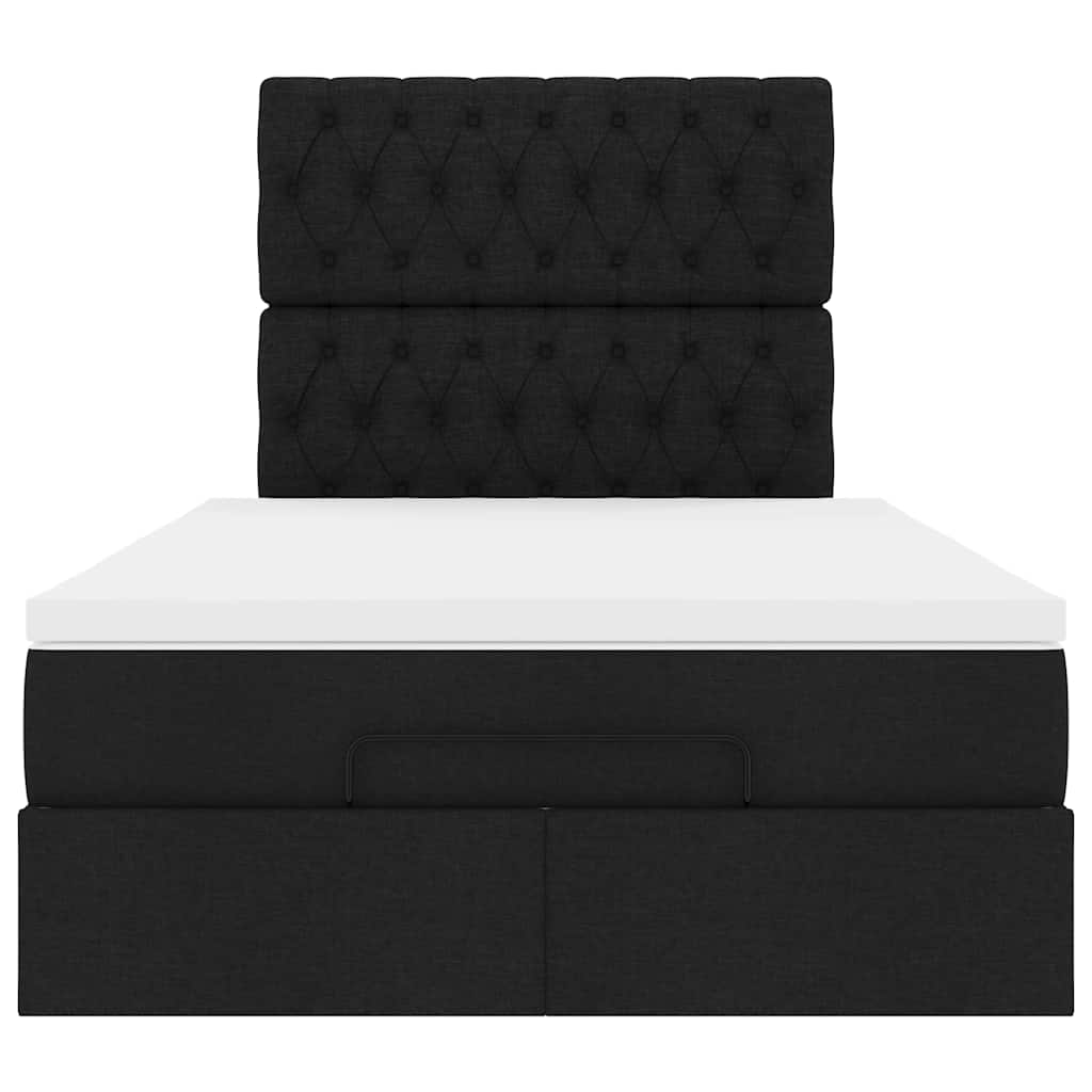 Ottoman-Bett mit Matratze Schwarz 120x190 cm Stoff