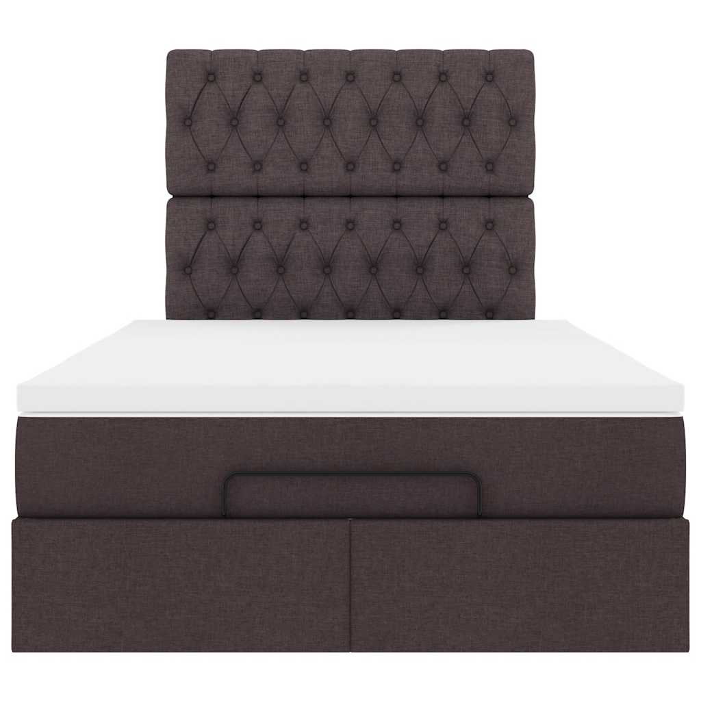 vidaXL Ottoman-Bett mit Matratze Dunkelbraun 120x190 cm Stoff