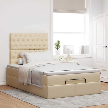 vidaXL Lit ottoman avec matelas Crème 120x190 cm Tissu