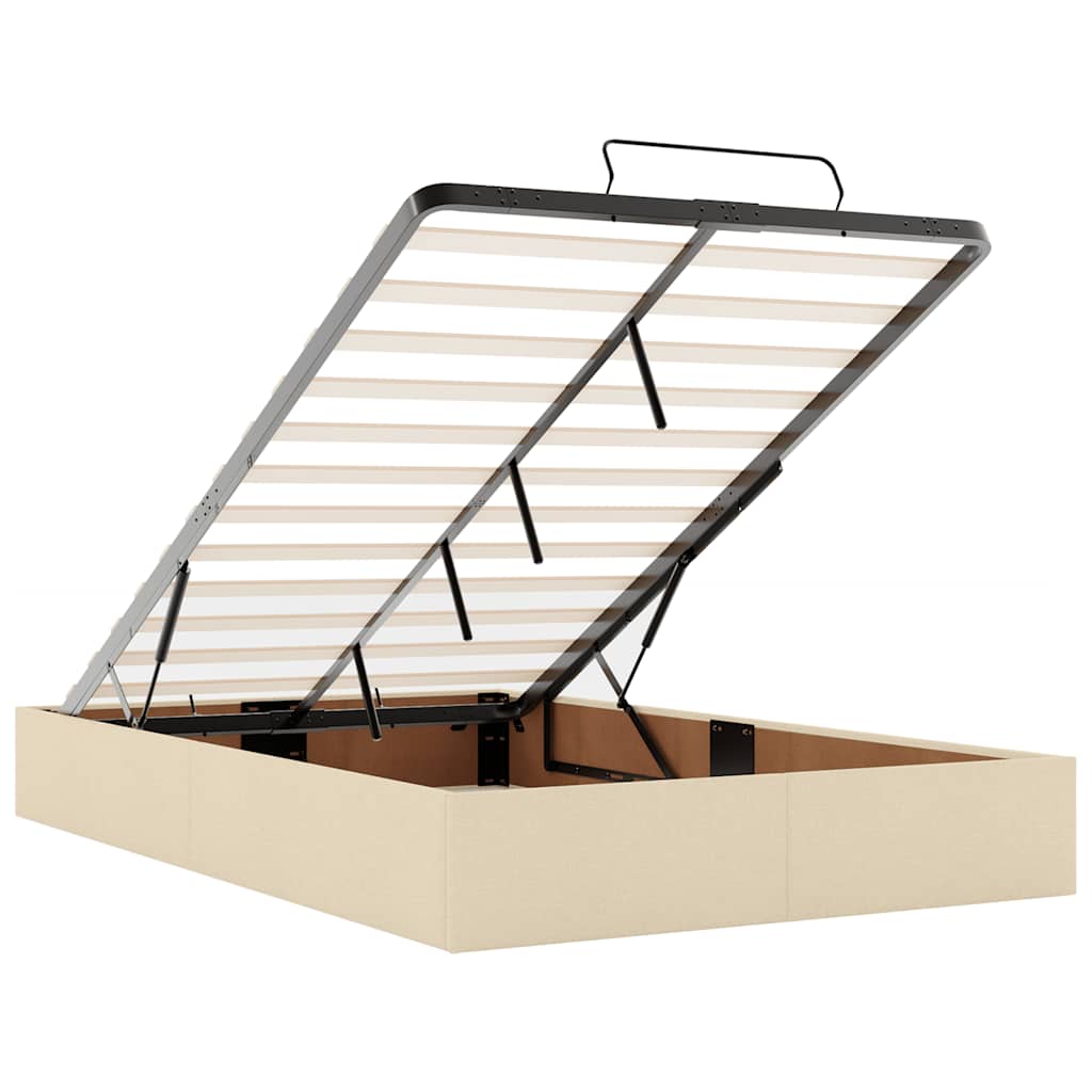 vidaXL Lit ottoman avec matelas Crème 120x190 cm Tissu