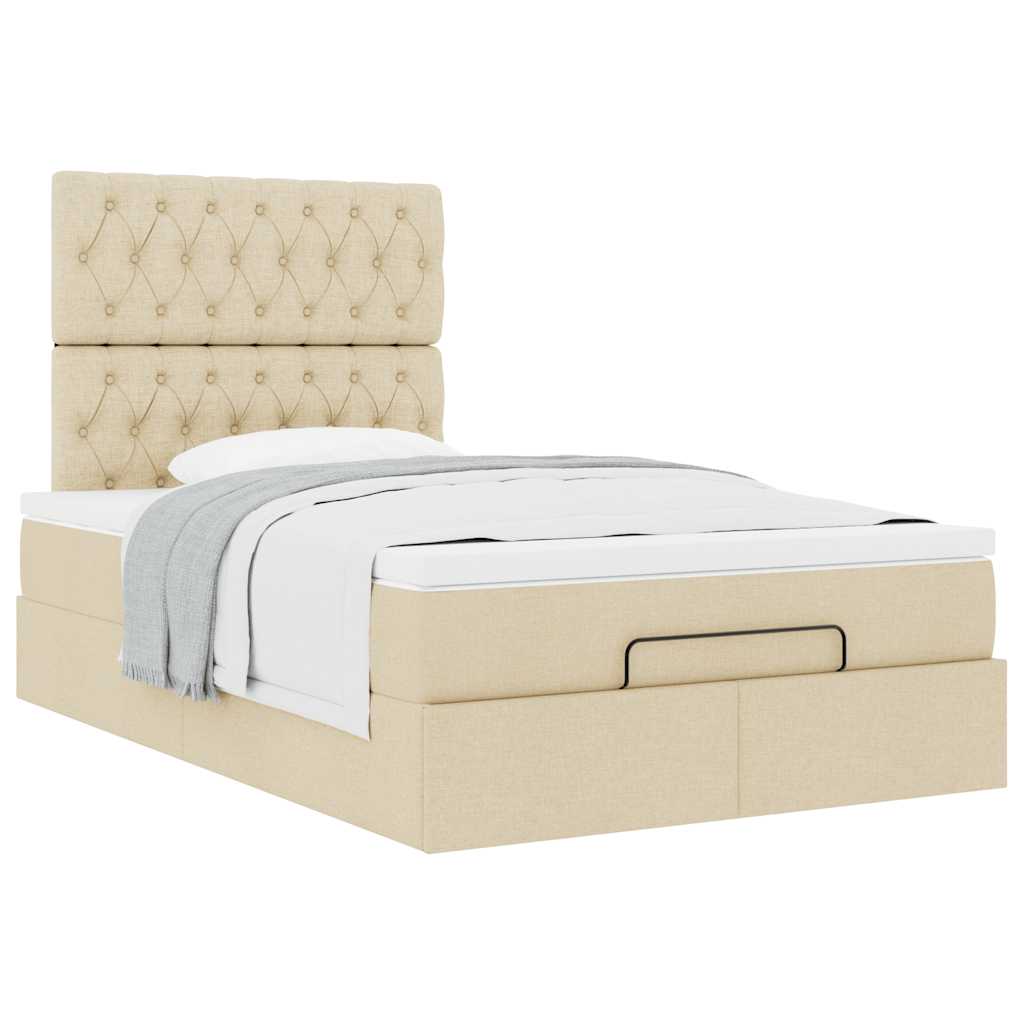 vidaXL Lit ottoman avec matelas Crème 120x190 cm Tissu