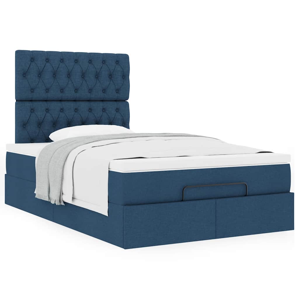 vidaXL Ottoman-Bett mit Matratze Blau 120x190 cm Stoff