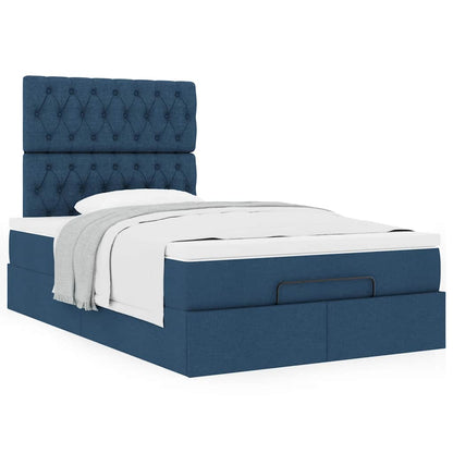 vidaXL Ottoman-Bett mit Matratze Blau 120x190 cm Stoff