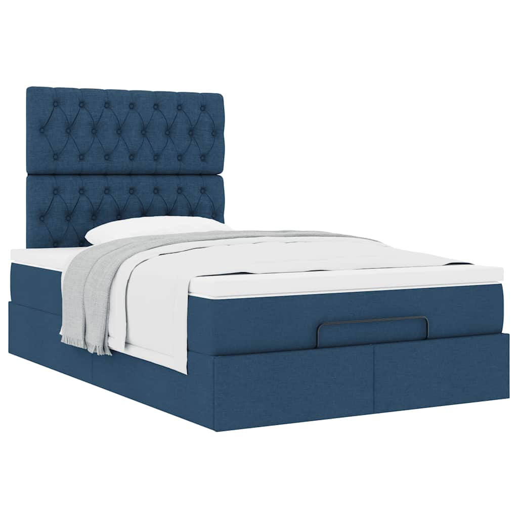 vidaXL Ottoman-Bett mit Matratze Blau 120x190 cm Stoff