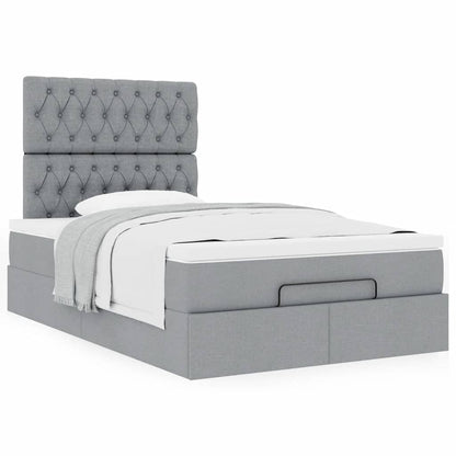 vidaXL Ottoman-Bett mit Matratze Hellgrau 120x200 cm Stoff