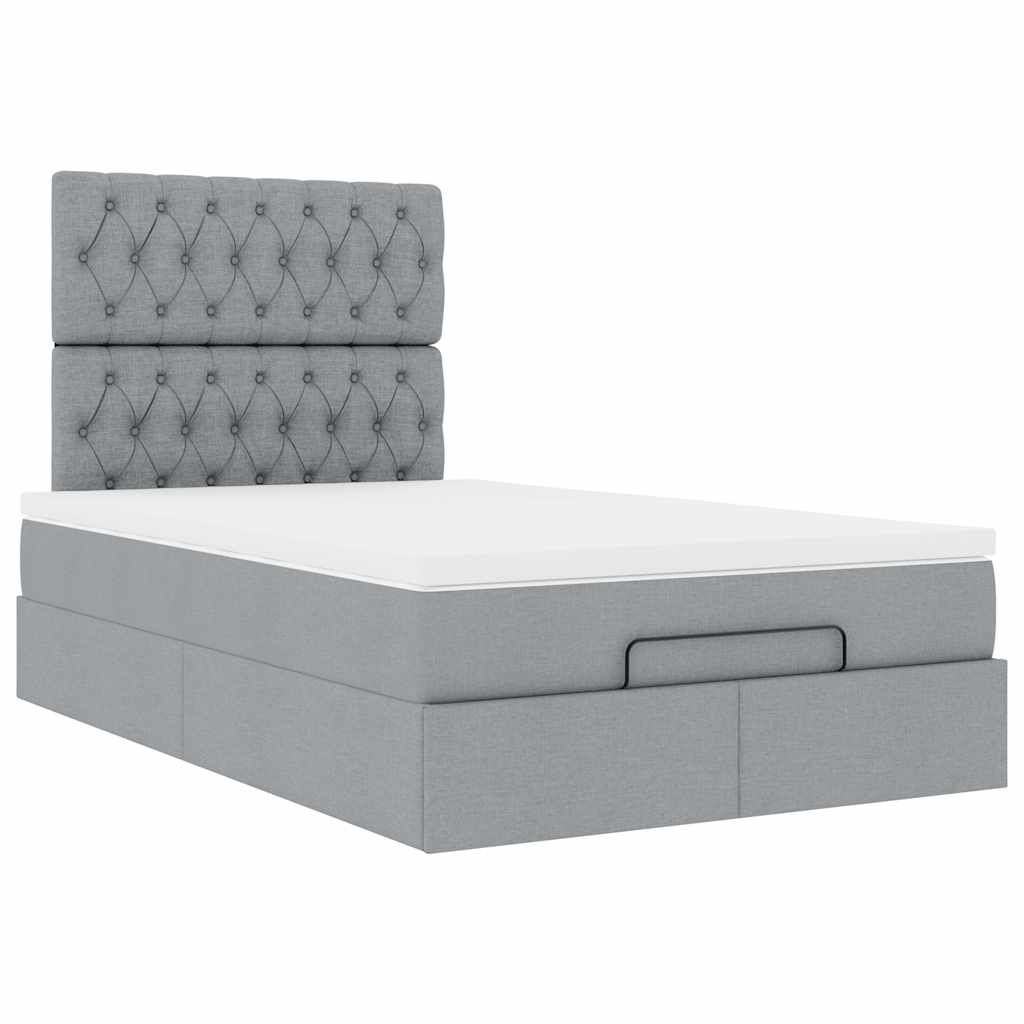 vidaXL Ottoman-Bett mit Matratze Hellgrau 120x200 cm Stoff