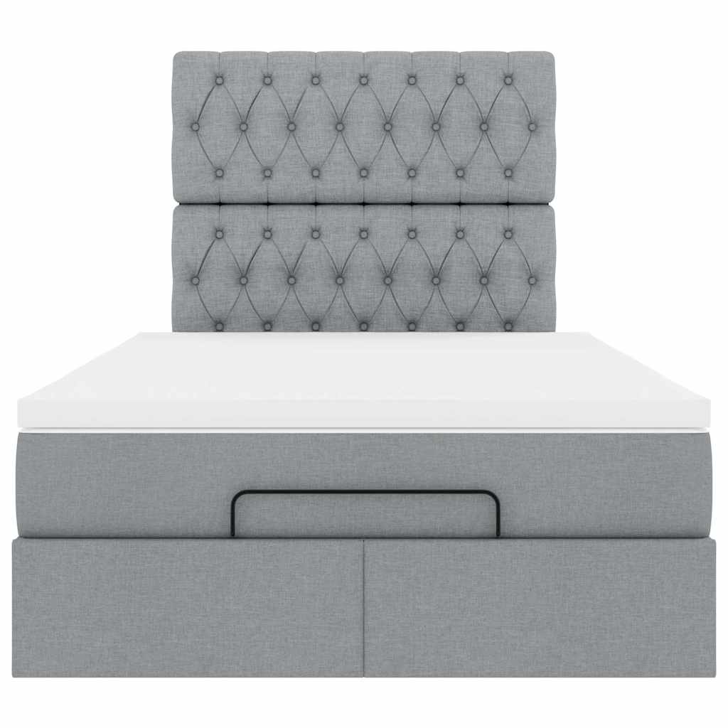 vidaXL Ottoman-Bett mit Matratze Hellgrau 120x200 cm Stoff
