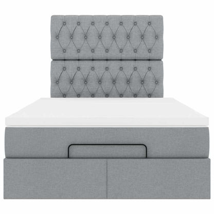 vidaXL Ottoman-Bett mit Matratze Hellgrau 120x200 cm Stoff