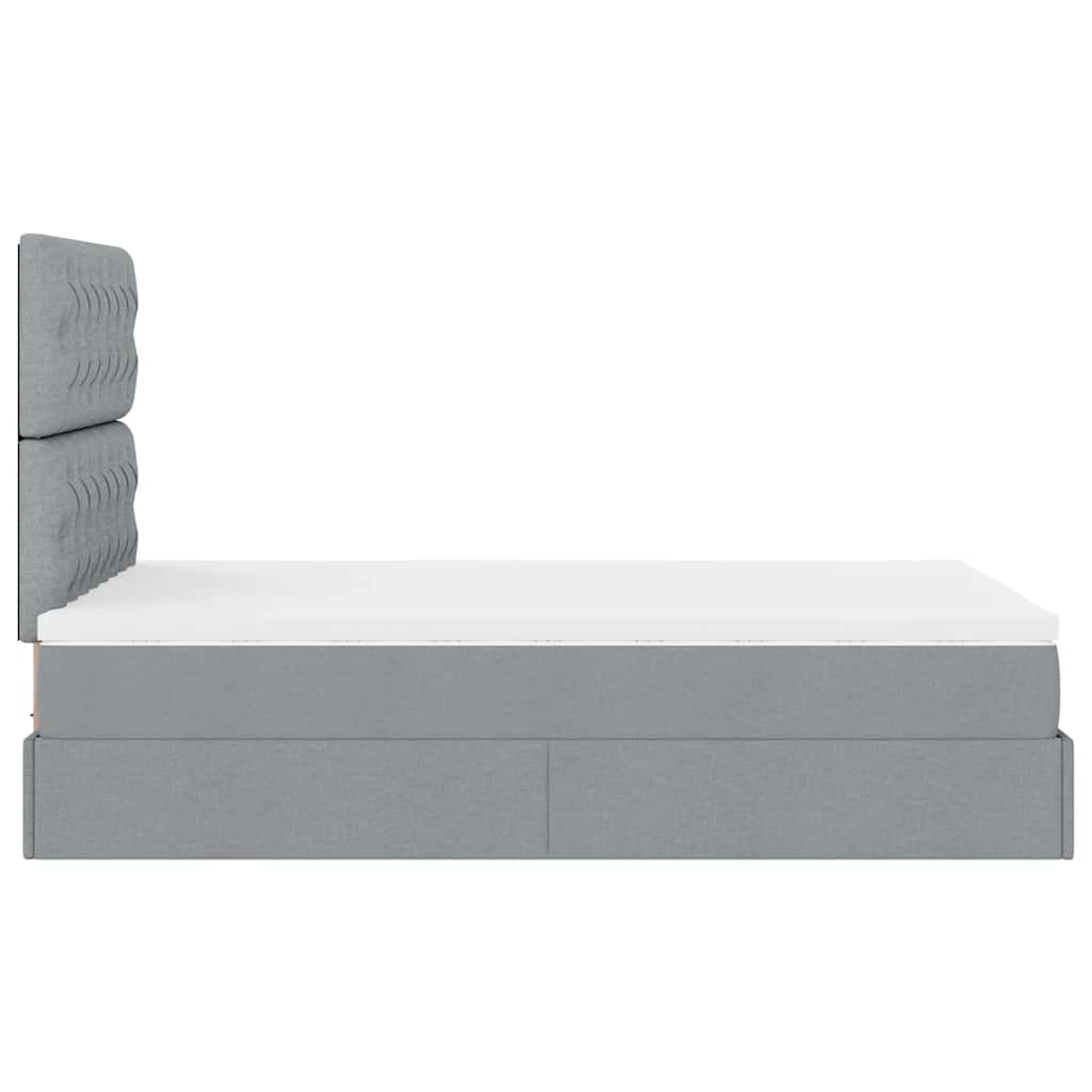 vidaXL Ottoman-Bett mit Matratze Hellgrau 120x200 cm Stoff