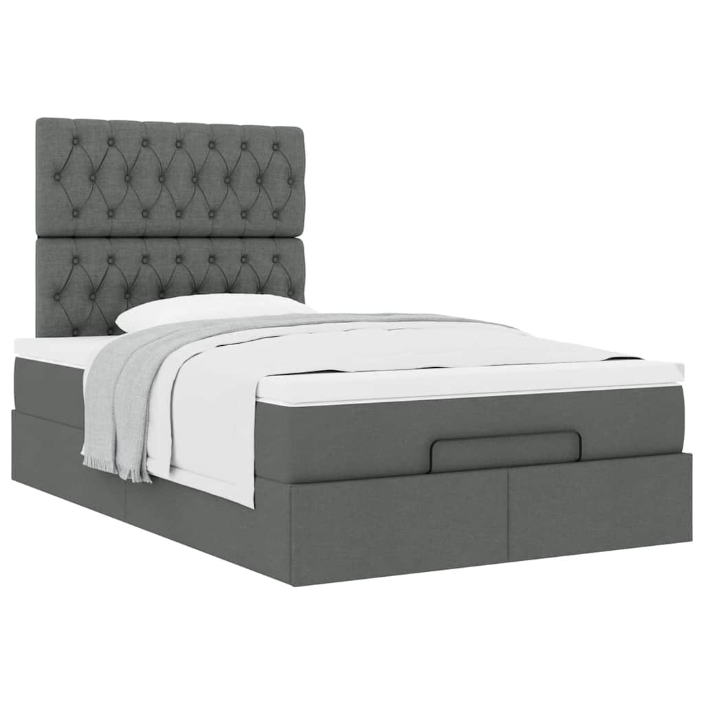 vidaXL Ottoman-Bett mit Matratze Dunkelgrau 120x200 cm Stoff