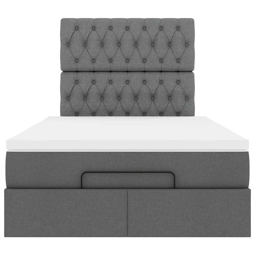 vidaXL Ottoman-Bett mit Matratze Dunkelgrau 120x200 cm Stoff