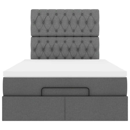 vidaXL Ottoman-Bett mit Matratze Dunkelgrau 120x200 cm Stoff