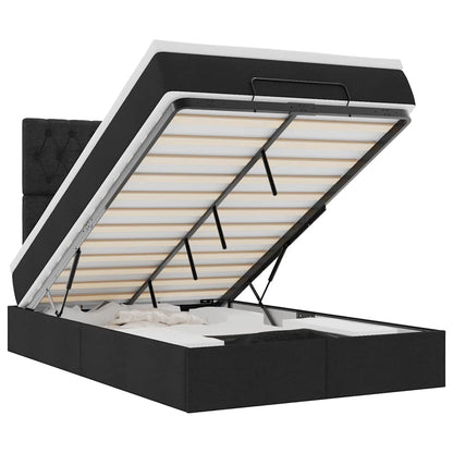 Ottoman-Bett mit Matratze Schwarz 120x200 cm Stoff