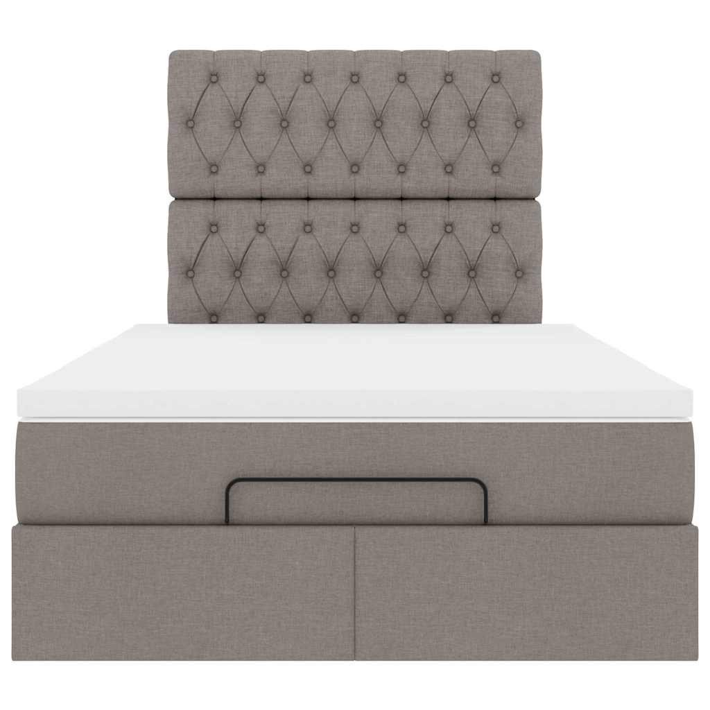 vidaXL Ottoman-Bett mit Matratze Taupe 120x200 cm Stoff