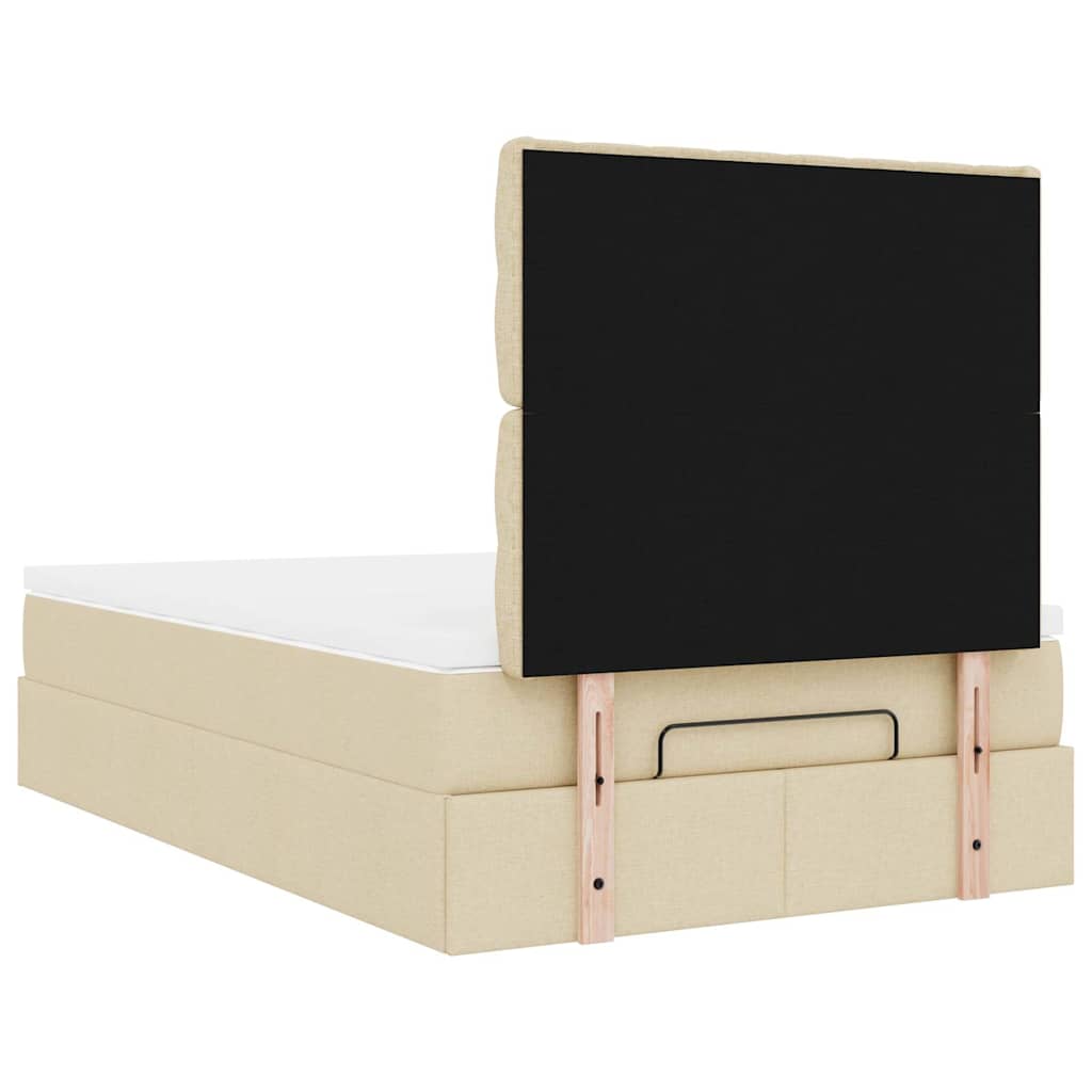 vidaXL Ottoman-Bett mit Matratze Creme 120x200 cm Stoff