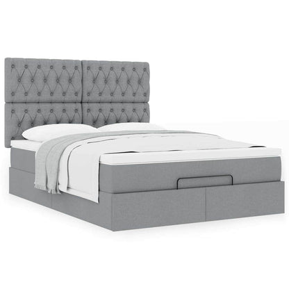vidaXL Ottoman-Bett mit Matratze Hellgrau 140x190 cm Stoff