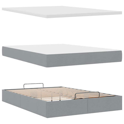 vidaXL Ottoman-Bett mit Matratze Hellgrau 140x190 cm Stoff
