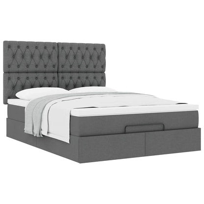 vidaXL Ottoman-Bett mit Matratze Dunkelgrau 140x190 cm Stoff