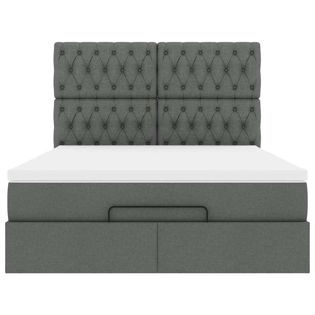 vidaXL Ottoman-Bett mit Matratze Dunkelgrau 140x190 cm Stoff