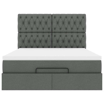 vidaXL Ottoman-Bett mit Matratze Dunkelgrau 140x190 cm Stoff