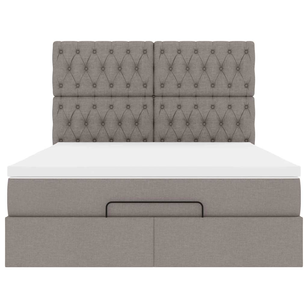 Ottoman-Bett mit Matratze Taupe 140x190 cm Stoff