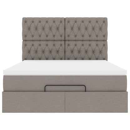 Ottoman-Bett mit Matratze Taupe 140x190 cm Stoff