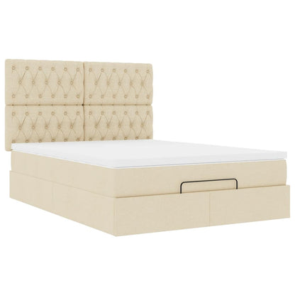 Ottoman-Bett mit Matratze Creme 140x190 cm Stoff