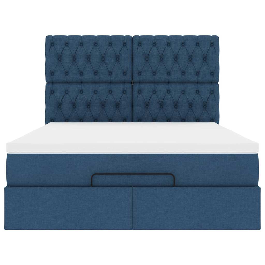 vidaXL Lit ottoman avec matelas Bleu 140x190 cm Tissu