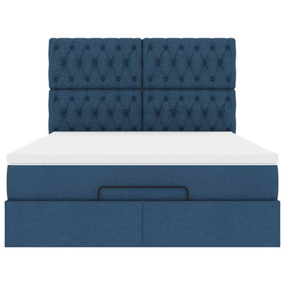 vidaXL Lit ottoman avec matelas Bleu 140x190 cm Tissu