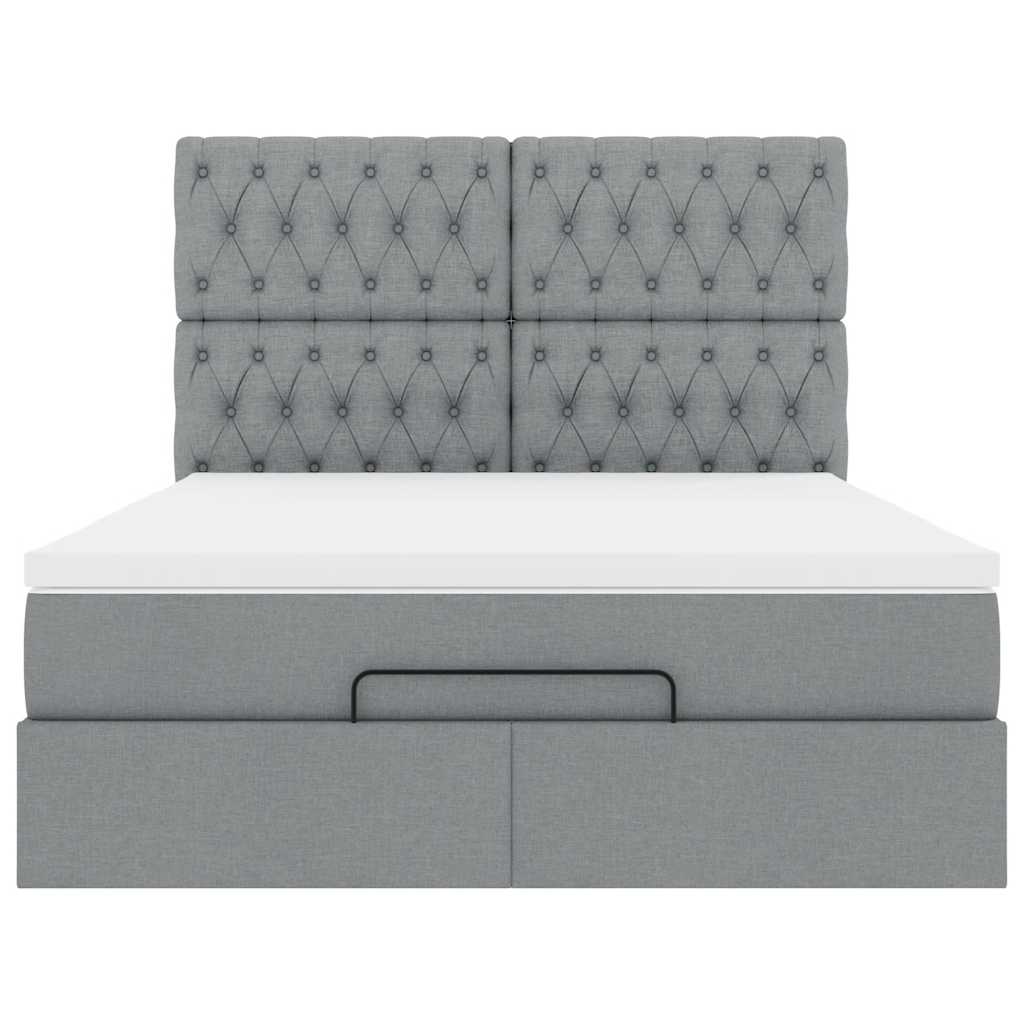 vidaXL Ottoman-Bett mit Matratze Hellgrau 140x200 cm Stoff