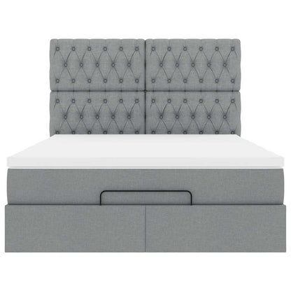 vidaXL Ottoman-Bett mit Matratze Hellgrau 140x200 cm Stoff