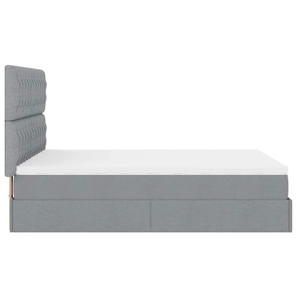 vidaXL Ottoman-Bett mit Matratze Hellgrau 140x200 cm Stoff