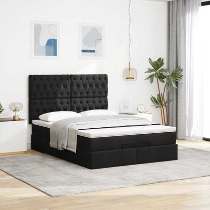 vidaXL Lit ottoman avec matelas Noir 140x200 cm Tissu