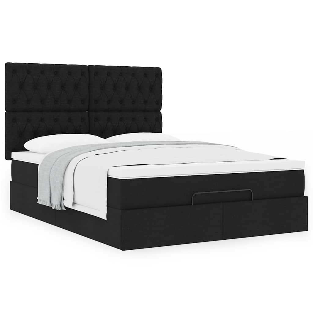 vidaXL Lit ottoman avec matelas Noir 140x200 cm Tissu