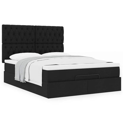 vidaXL Lit ottoman avec matelas Noir 140x200 cm Tissu