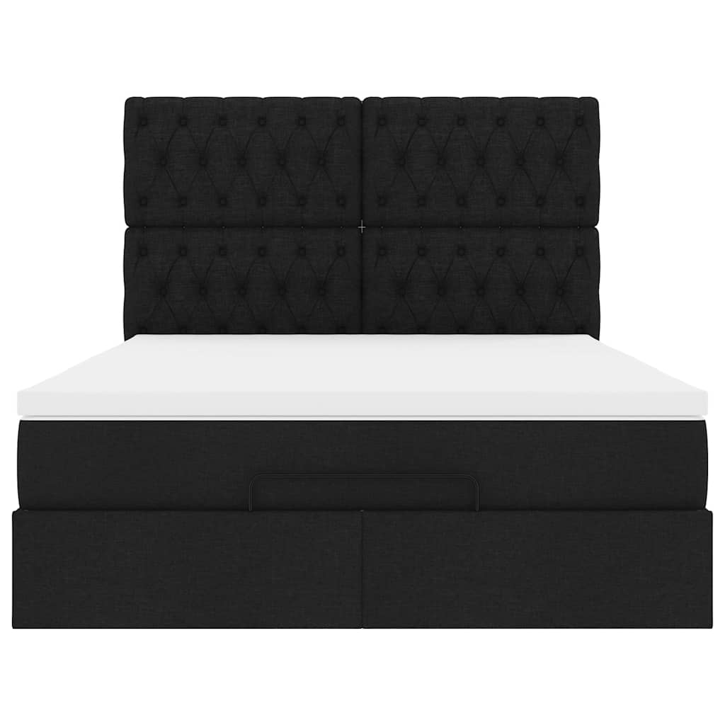 vidaXL Lit ottoman avec matelas Noir 140x200 cm Tissu