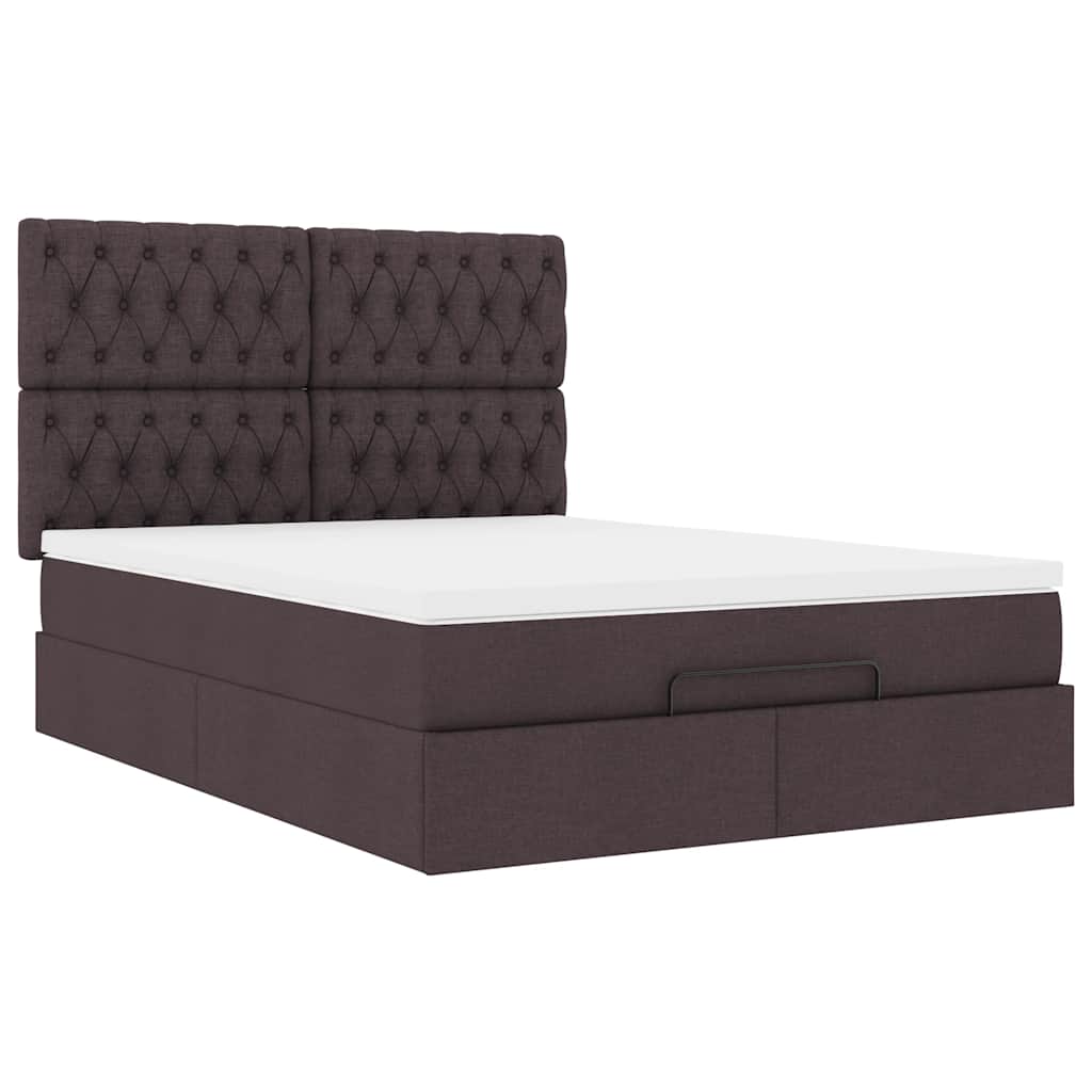 vidaXL Ottoman-Bett mit Matratze Dunkelbraun 140x200 cm Stoff