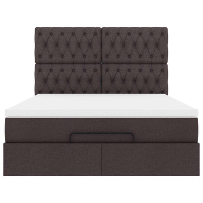 vidaXL Ottoman-Bett mit Matratze Dunkelbraun 140x200 cm Stoff