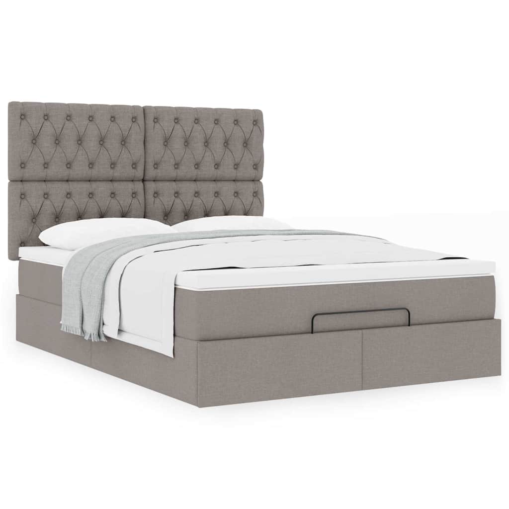vidaXL Lit ottoman avec matelas Tissu taupe 140x200 cm