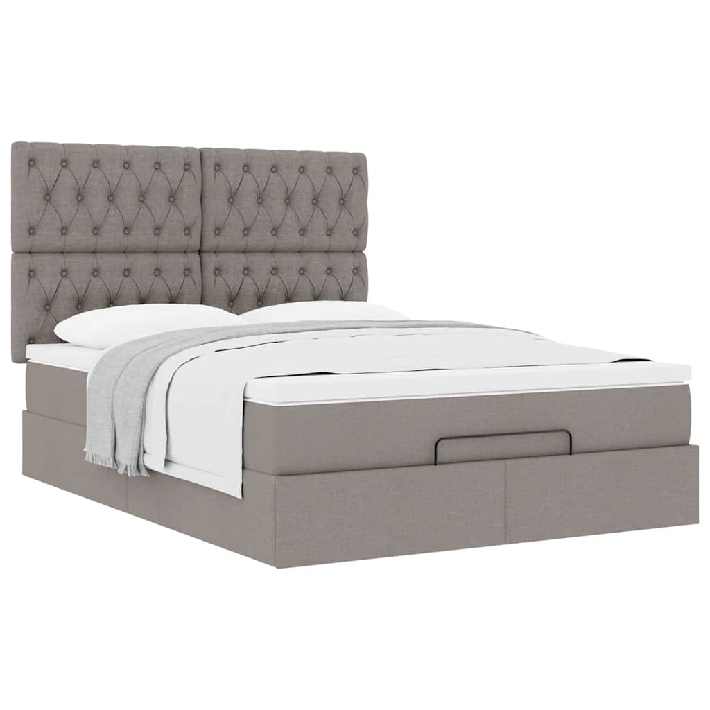 vidaXL Lit ottoman avec matelas Tissu taupe 140x200 cm