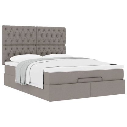 vidaXL Lit ottoman avec matelas Tissu taupe 140x200 cm
