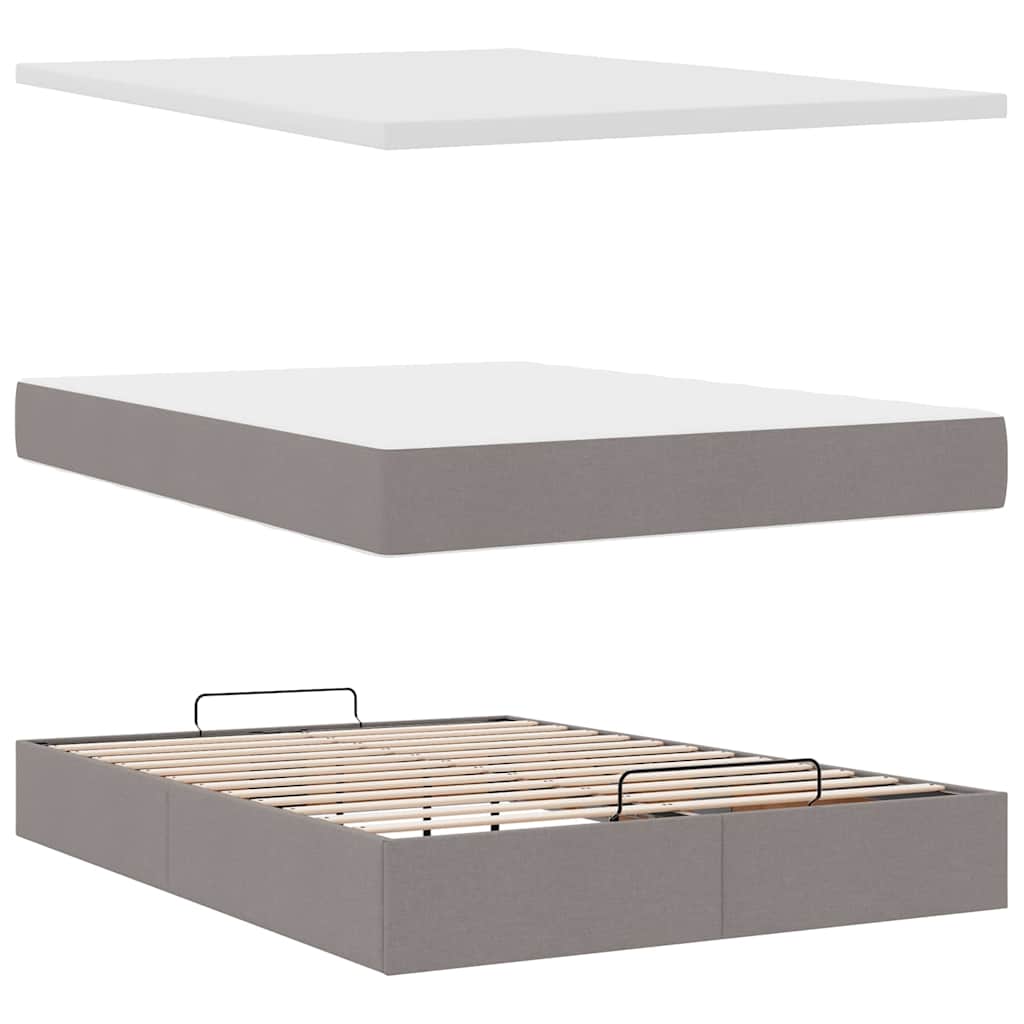 vidaXL Lit ottoman avec matelas Tissu taupe 140x200 cm
