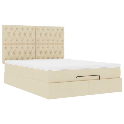 vidaXL Ottoman-Bett mit Matratze Creme 140x200 cm Stoff