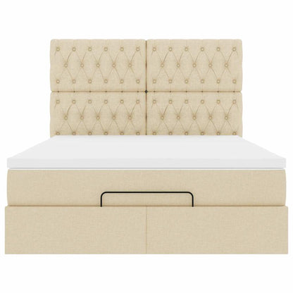 vidaXL Ottoman-Bett mit Matratze Creme 140x200 cm Stoff
