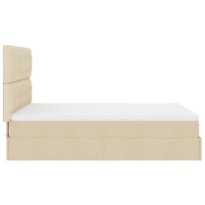 vidaXL Ottoman-Bett mit Matratze Creme 140x200 cm Stoff
