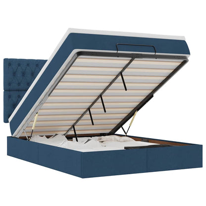 vidaXL Lit ottoman avec matelas Tissu Bleu 140x200 cm