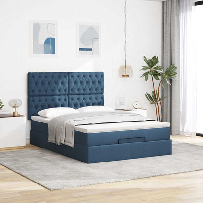 vidaXL Lit ottoman avec matelas Tissu Bleu 140x200 cm