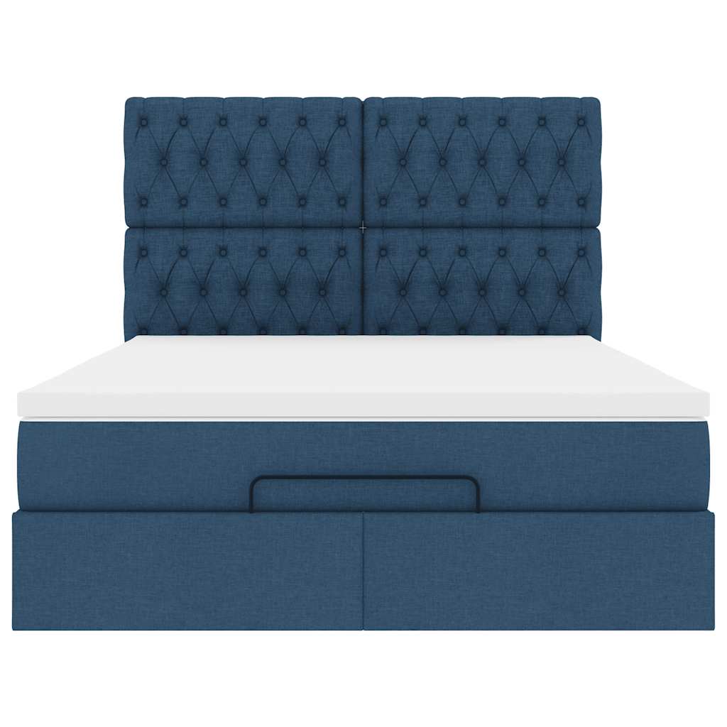 vidaXL Lit ottoman avec matelas Tissu Bleu 140x200 cm