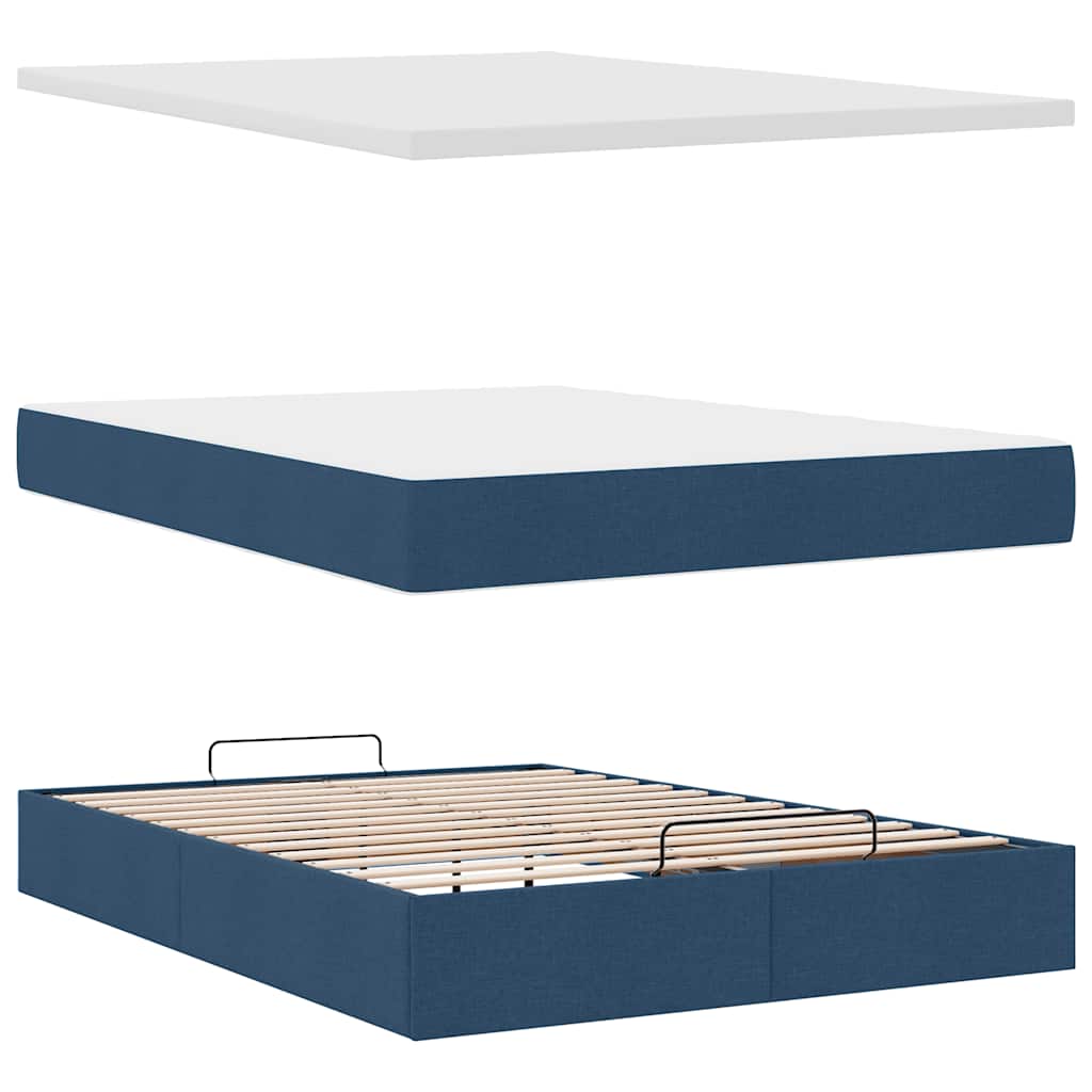 vidaXL Lit ottoman avec matelas Tissu Bleu 140x200 cm