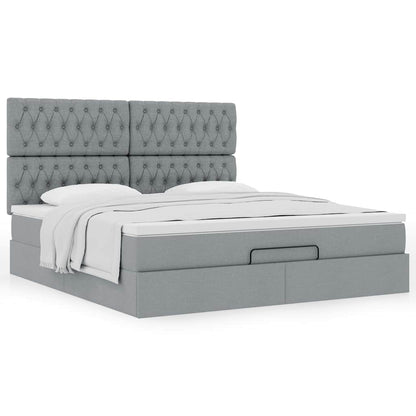 vidaXL Lit coffre avec matelas Gris clair 160x200 cm Tissu